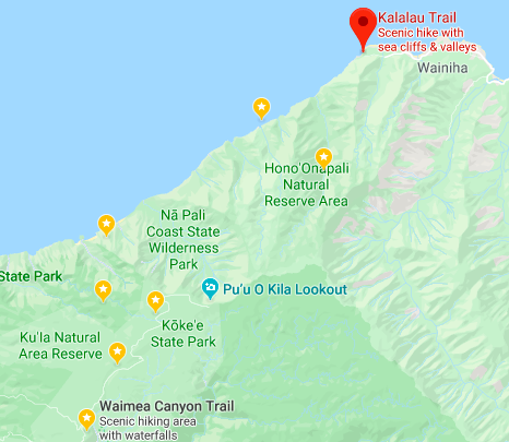 Opaekaa Falls Map